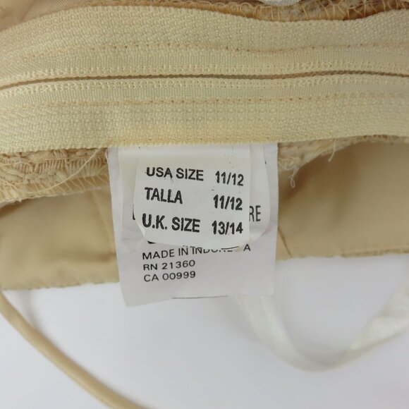 Y2K Womens 12 Juniors 11 Beige Yellow Beaded Corset Spaghetti Tank Top Shirt Bow - Picture 9 of 13